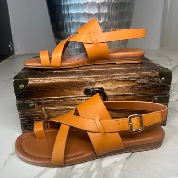 Franco Sarto Gia Leather Sandals in Tan - Picture 5 of 8